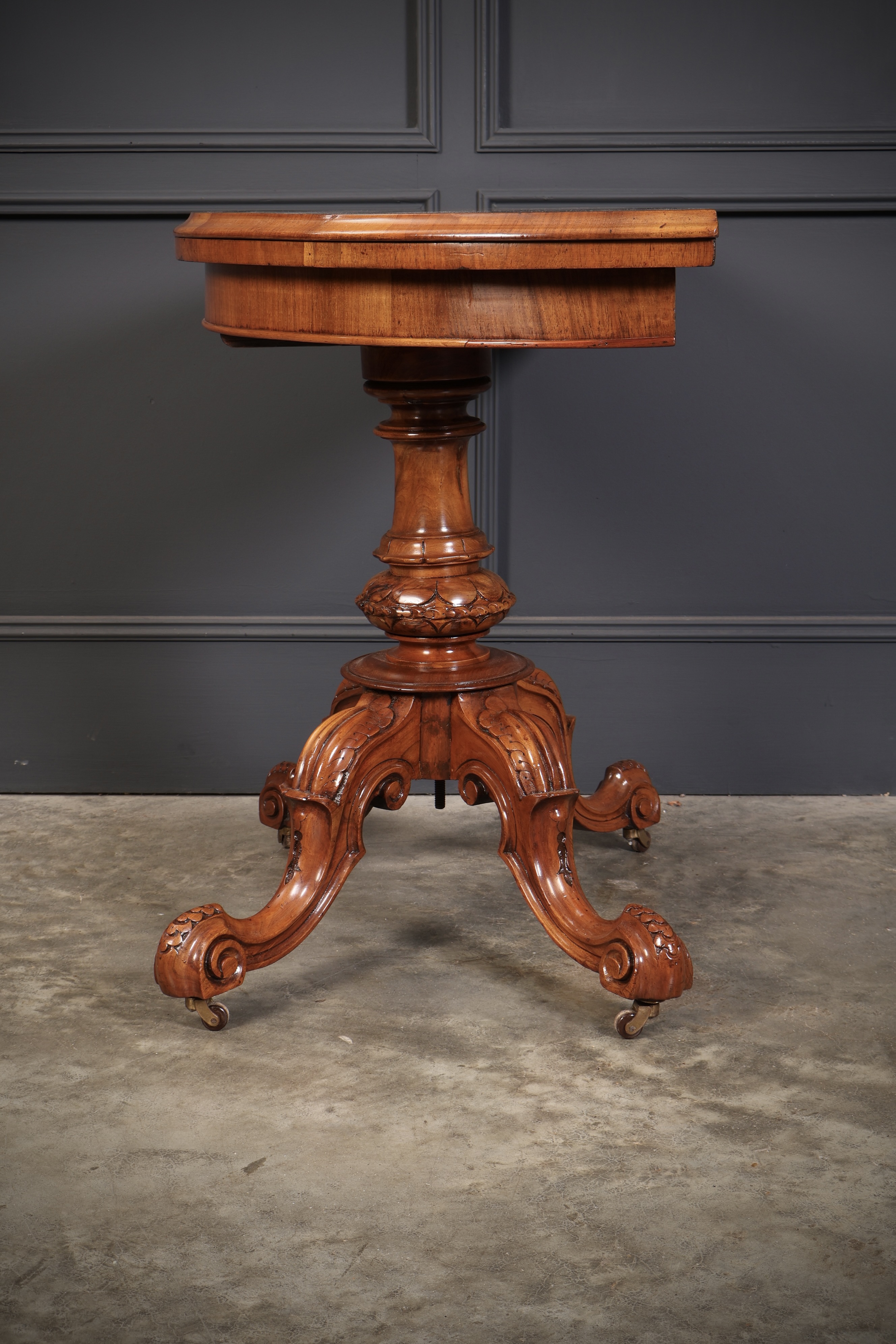 Victorian Marquetry Inlaid Burr Walnut Card Table - Image 9